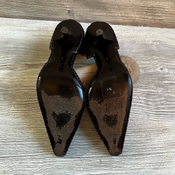 Amazing Edmundo Castillo d’Orsay dark brown leather snake embossed heels size 8 - Picture 8 of 9